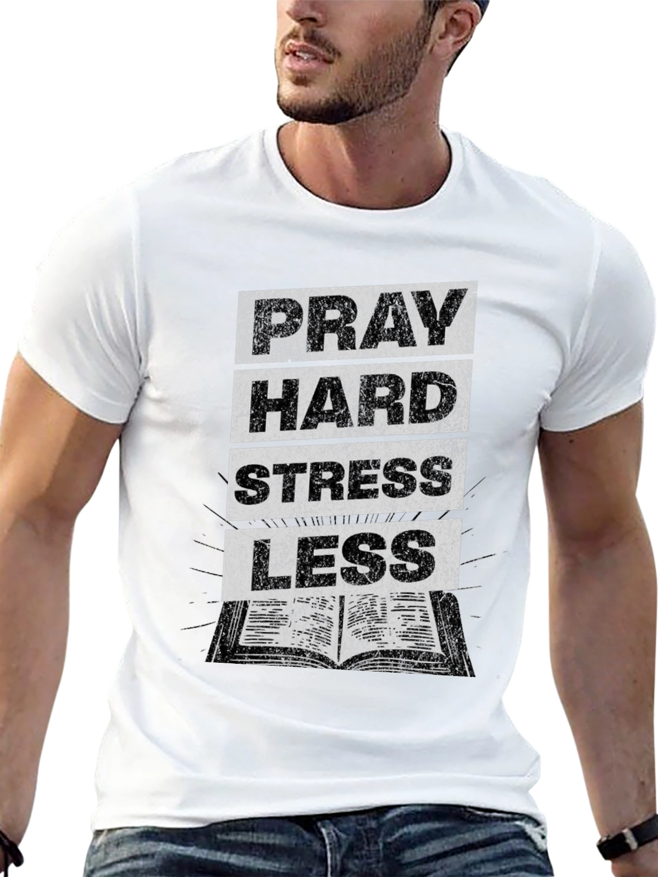Pray Hard Stress Less Graphic T-Shirt