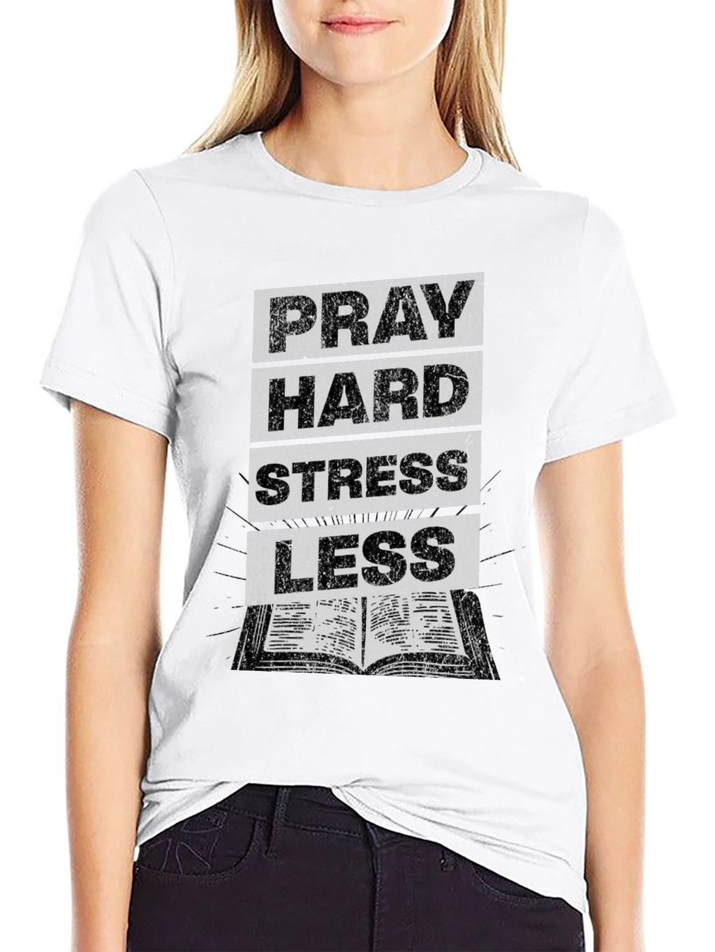 Pray Hard Stress Less Graphic T-Shirt
