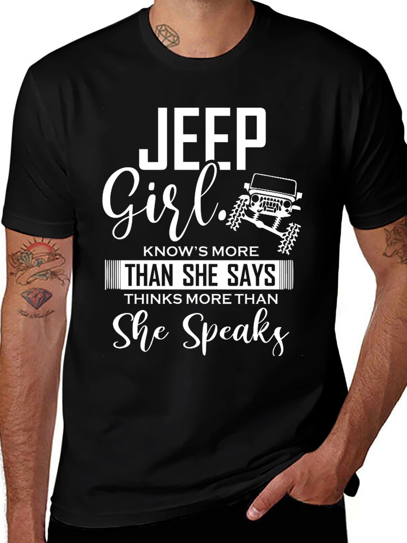 Jeep Girl Graphic T-Shirt - Knows More Speaks Less