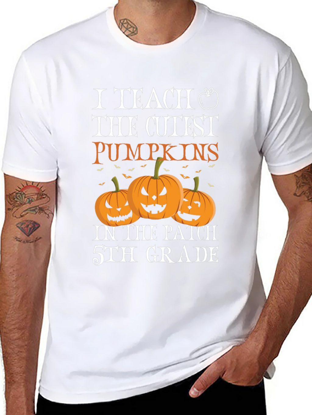 Cute Teacher Halloween T-Shirt with Pumpkins
