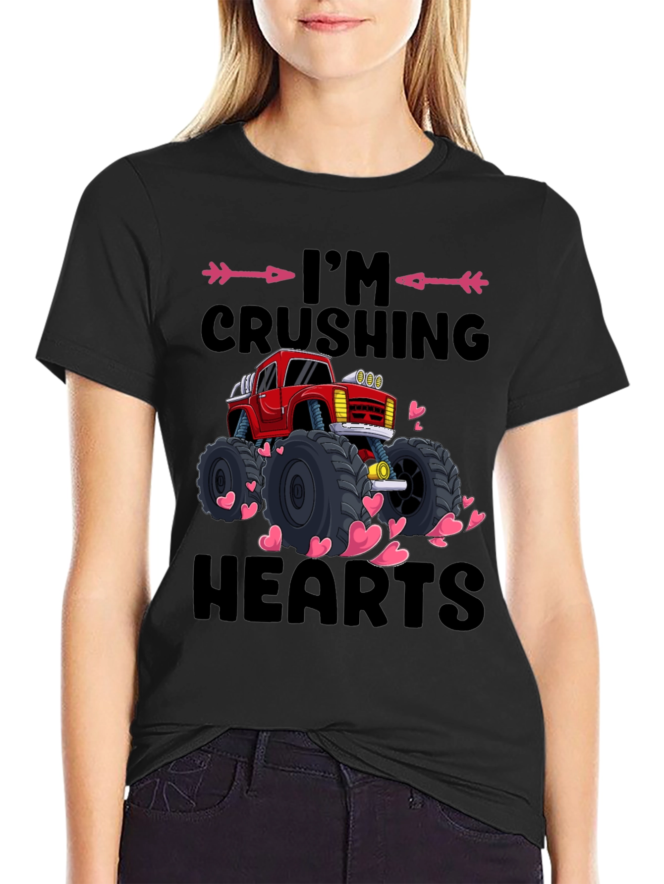 Im Crushing Hearts Monster Truck Valentines Day T-Shirt