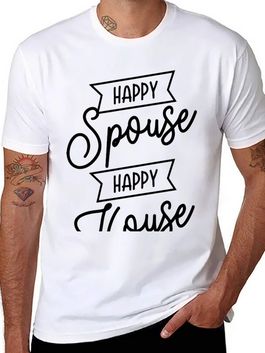 Happy Spouse Happy House Black Graphic Tee