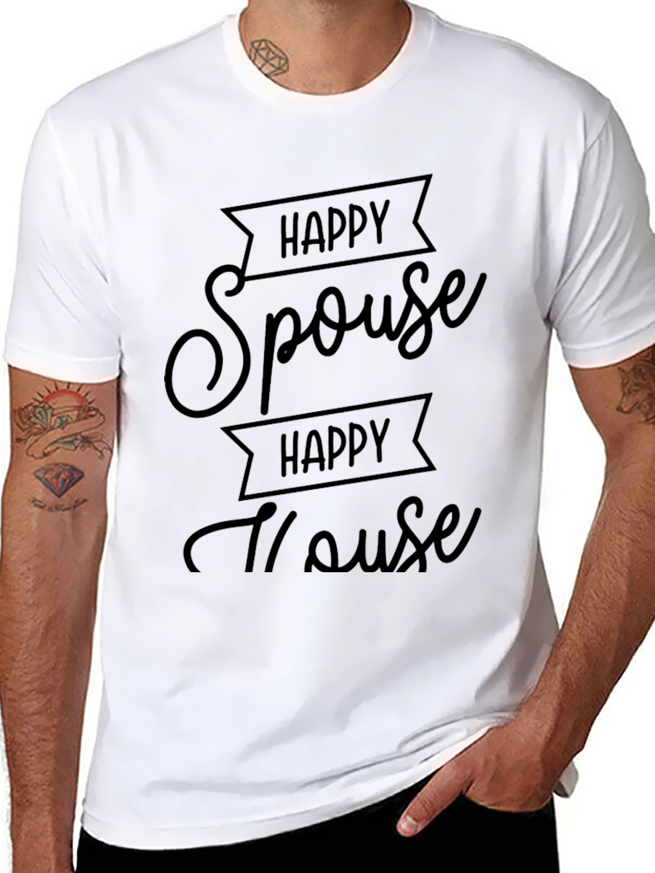 Happy Spouse Happy House Black Graphic Tee