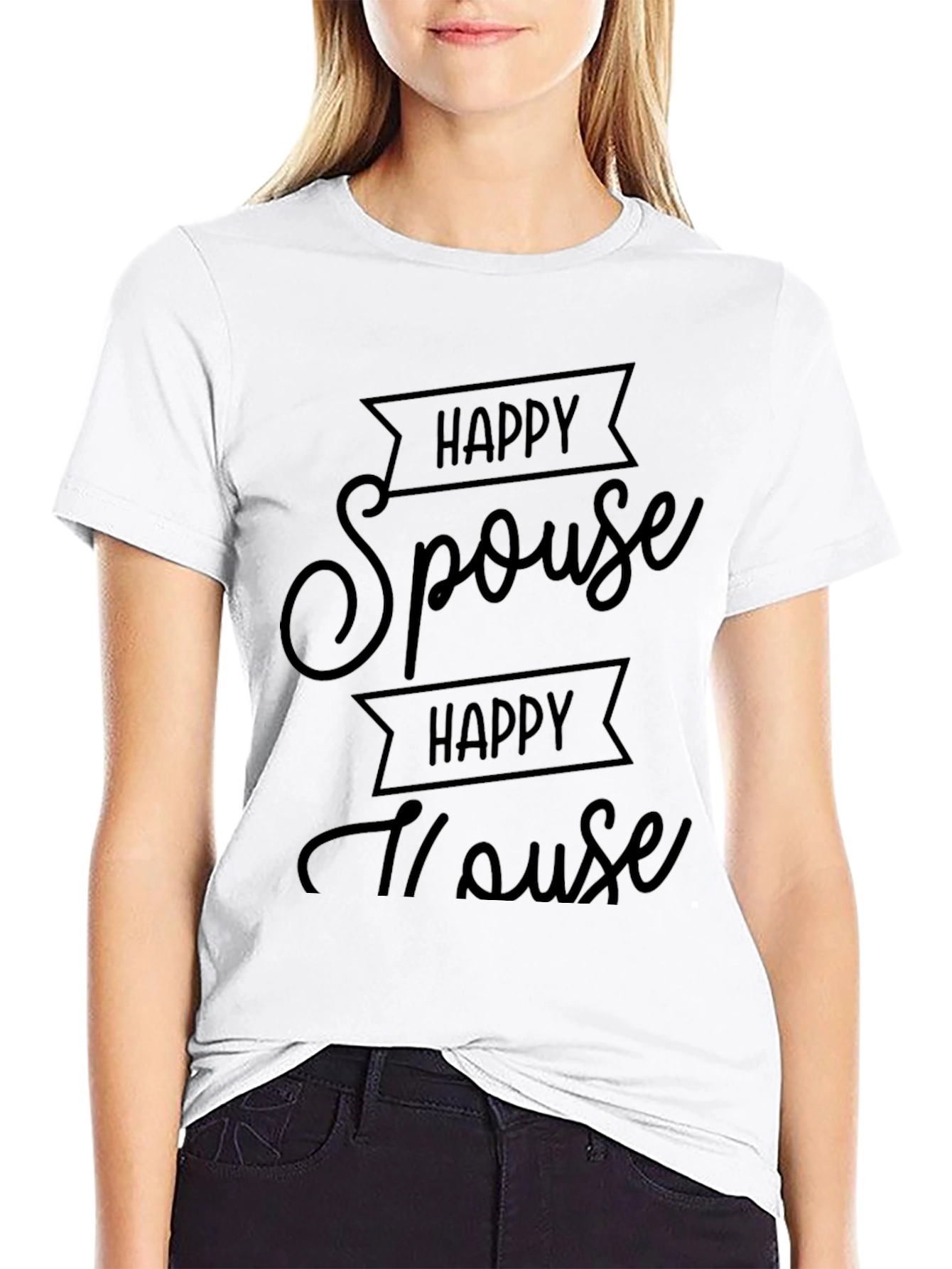 Happy Spouse Happy House Black Graphic Tee