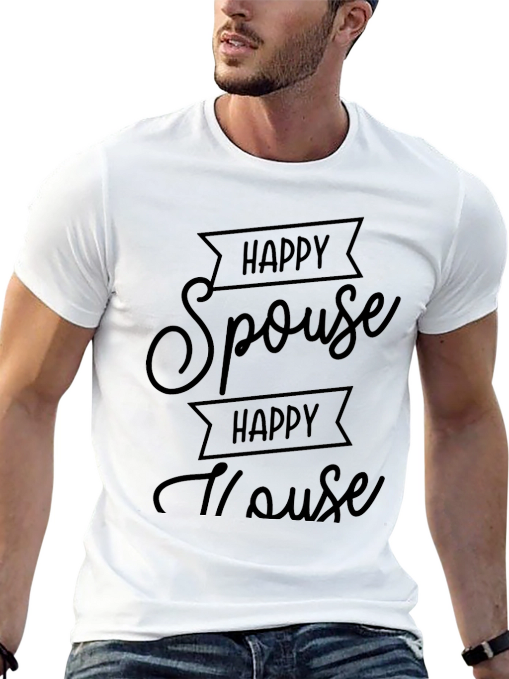 Happy Spouse Happy House Black Graphic Tee