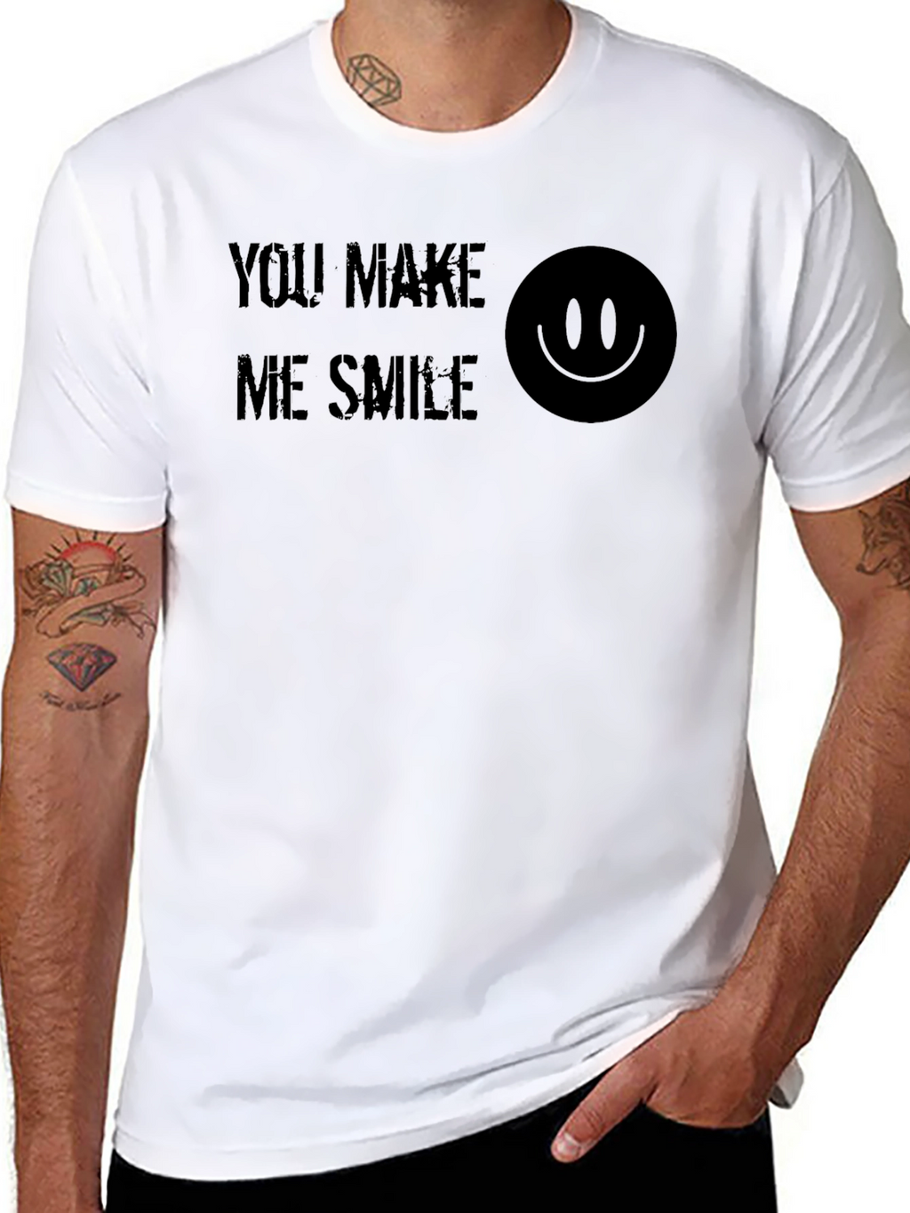 You Make Me Smile Graphic Print Tee - Black