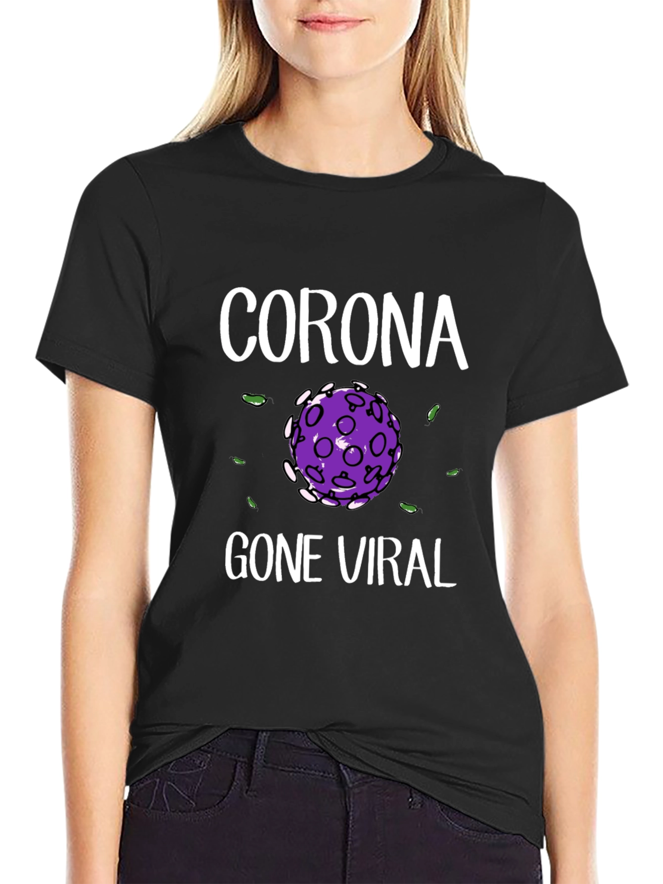Corona Gone Viral Black Graphic T-Shirt
