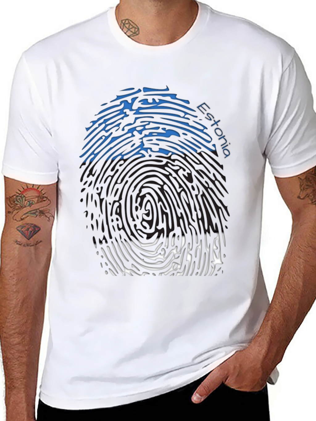 Estonia Fingerprint Flag T-Shirt - Unique Design