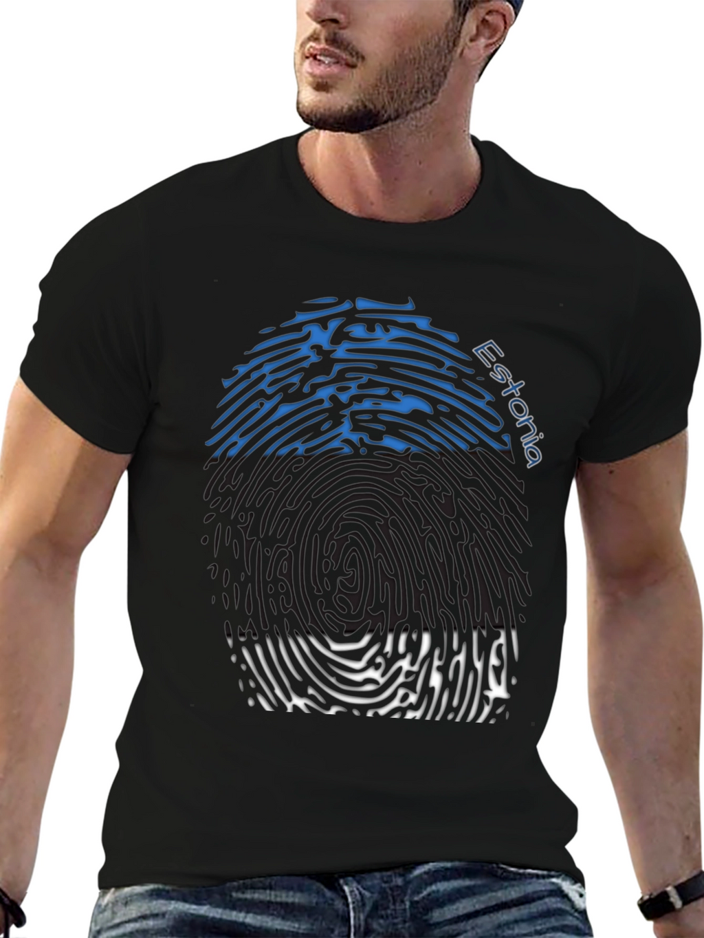 Estonia Fingerprint Flag T-Shirt - Unique Design