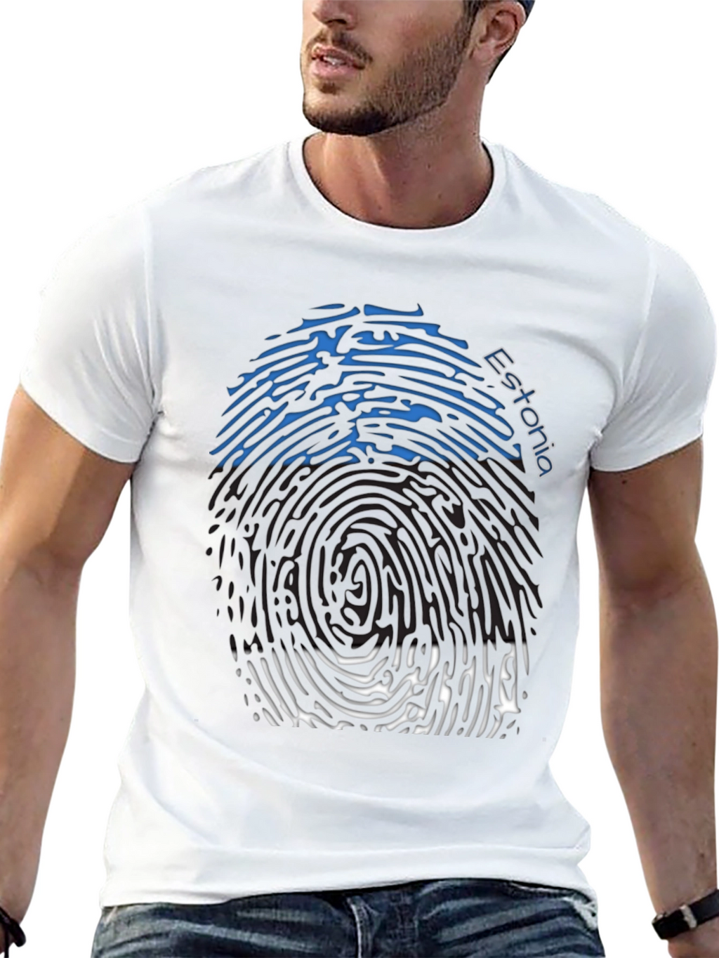 Estonia Fingerprint Flag T-Shirt - Unique Design