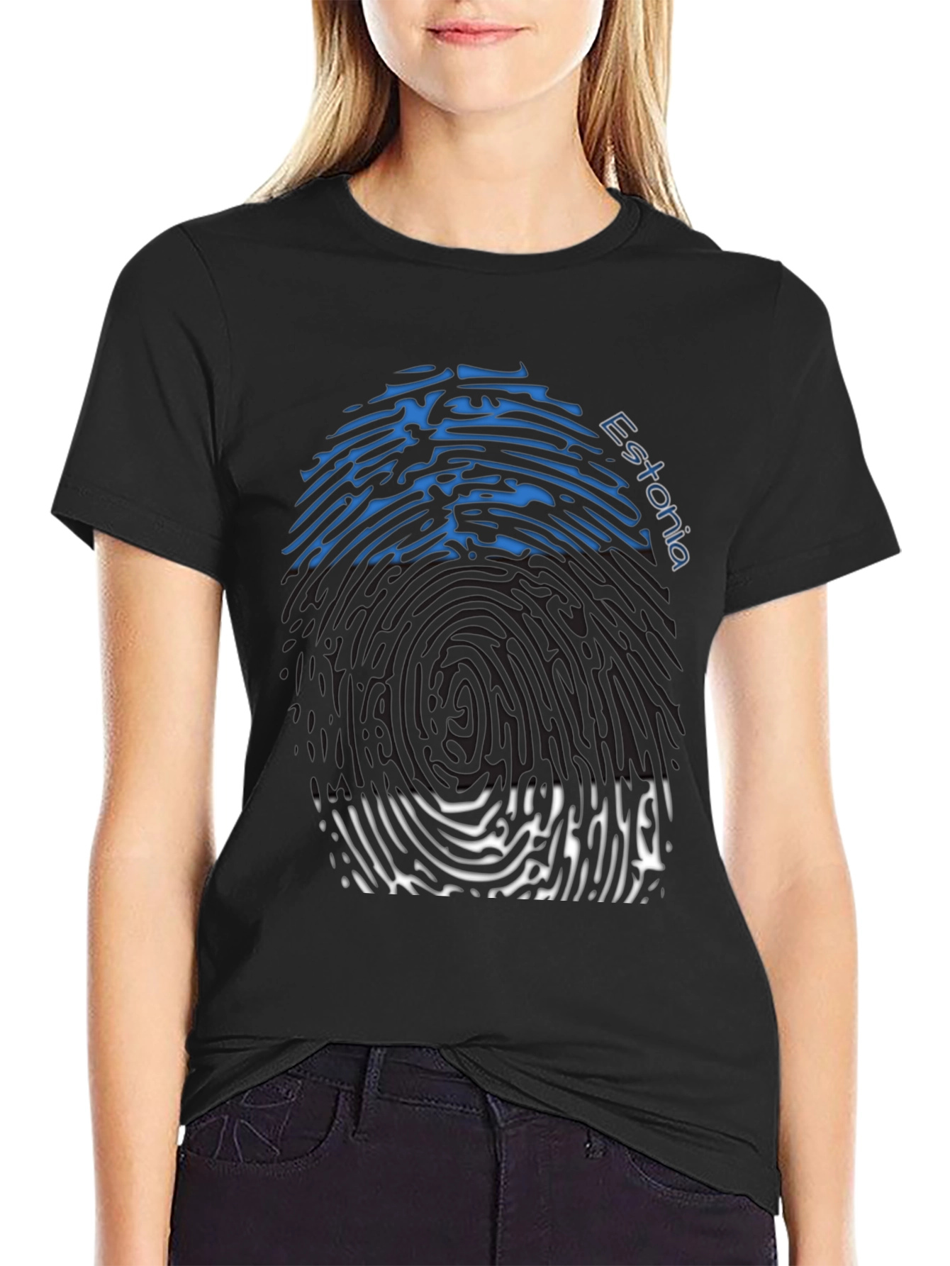 Estonia Fingerprint Flag T-Shirt - Unique Design