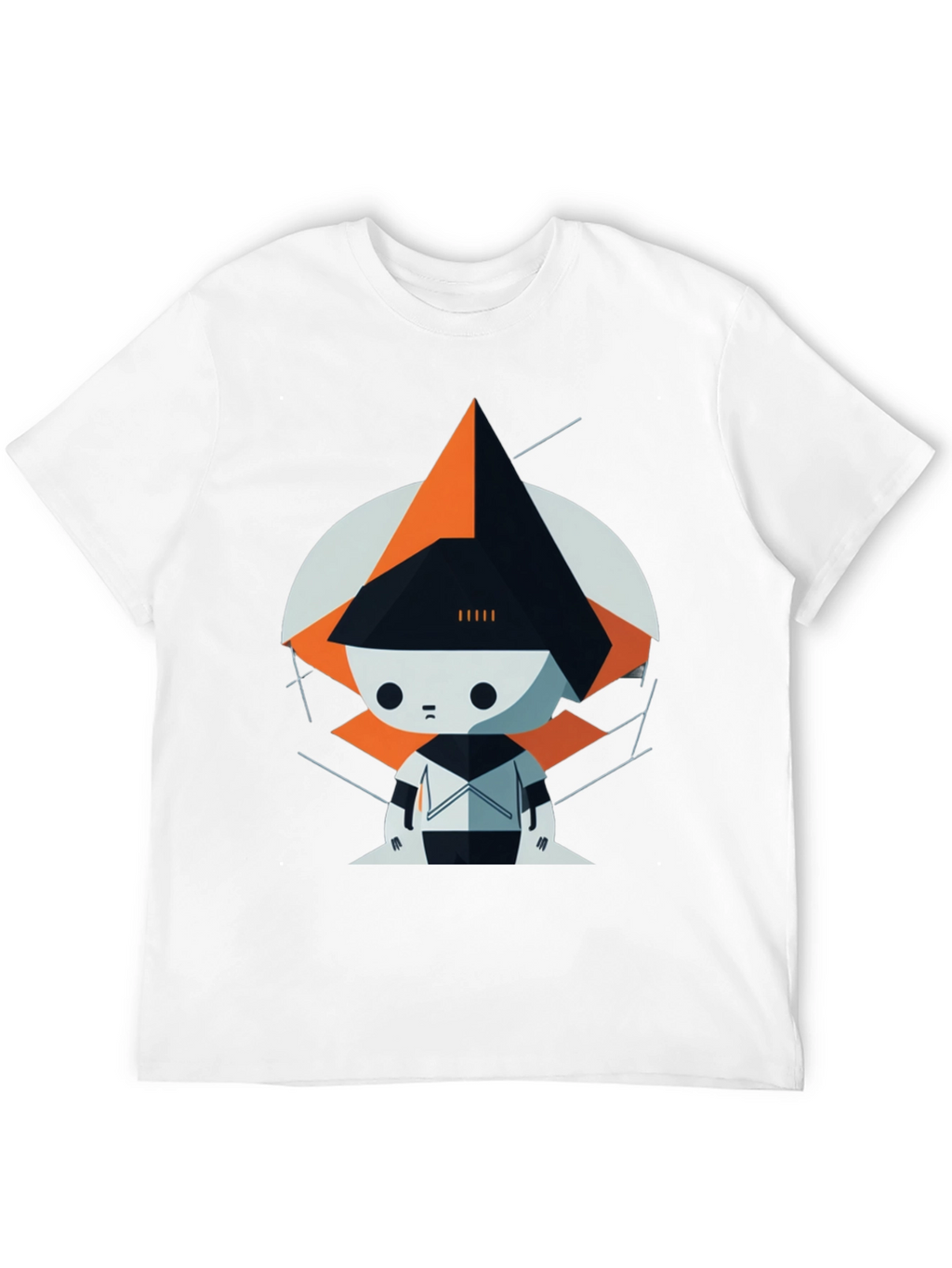 Geometric Robot Graphic Tee - Modern Art Style