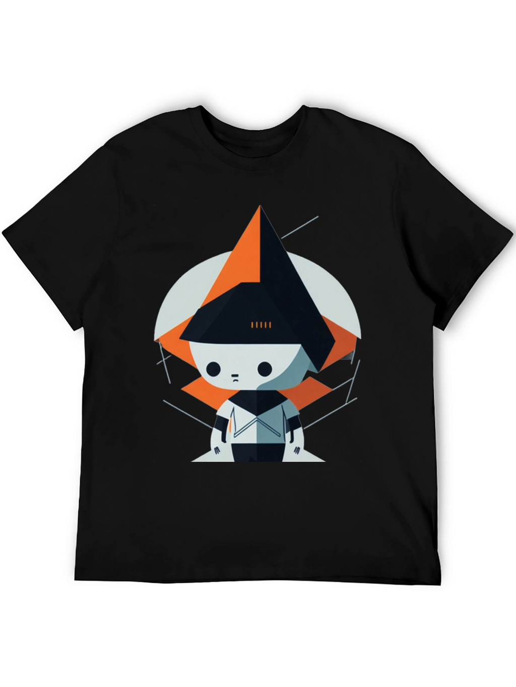 Geometric Robot Graphic Tee - Modern Art Style