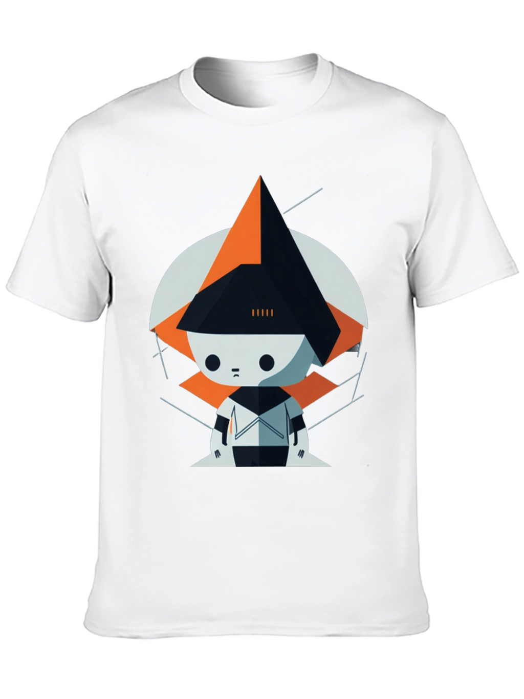 Geometric Robot Graphic Tee - Modern Art Style