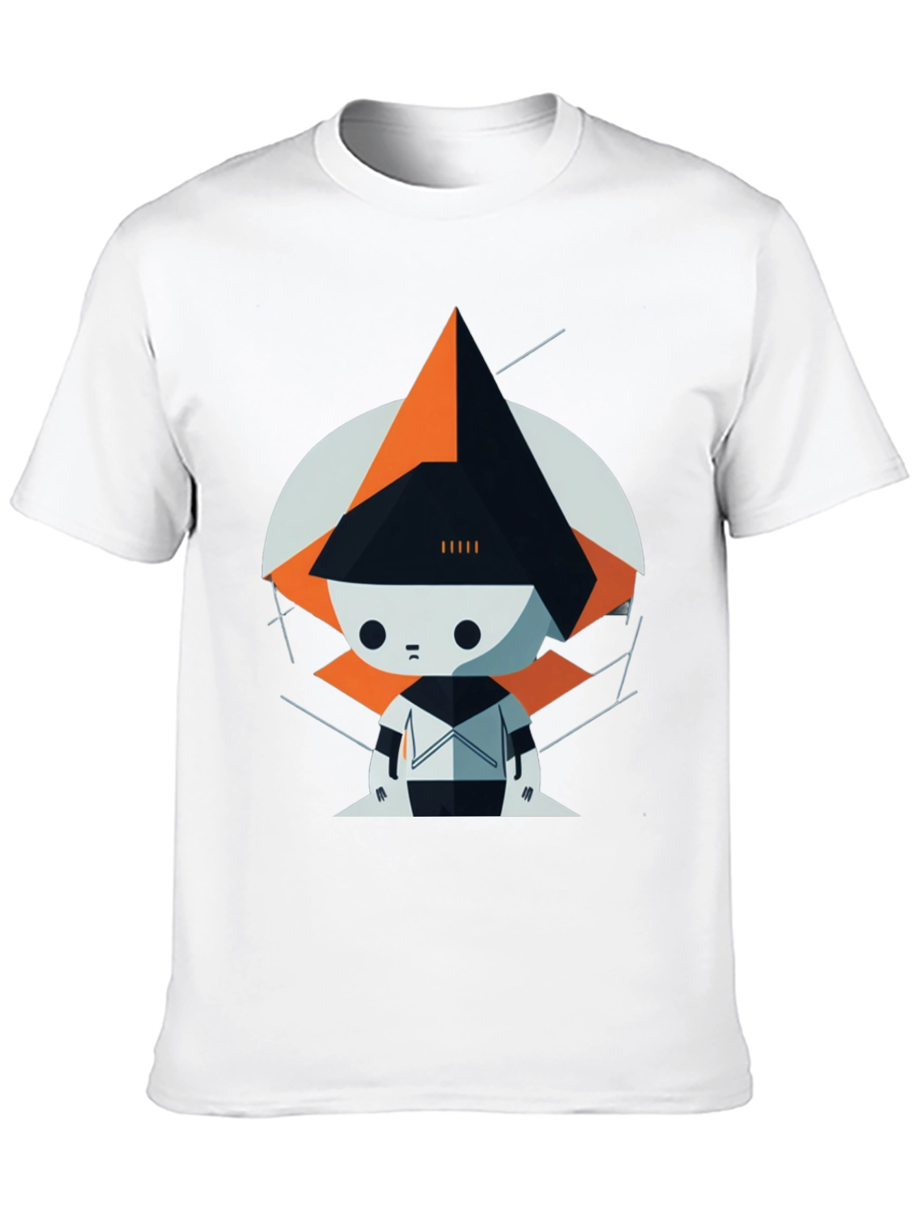 Geometric Robot Graphic Tee - Modern Art Style