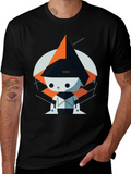 Geometric Robot Graphic Tee - Modern Art Style