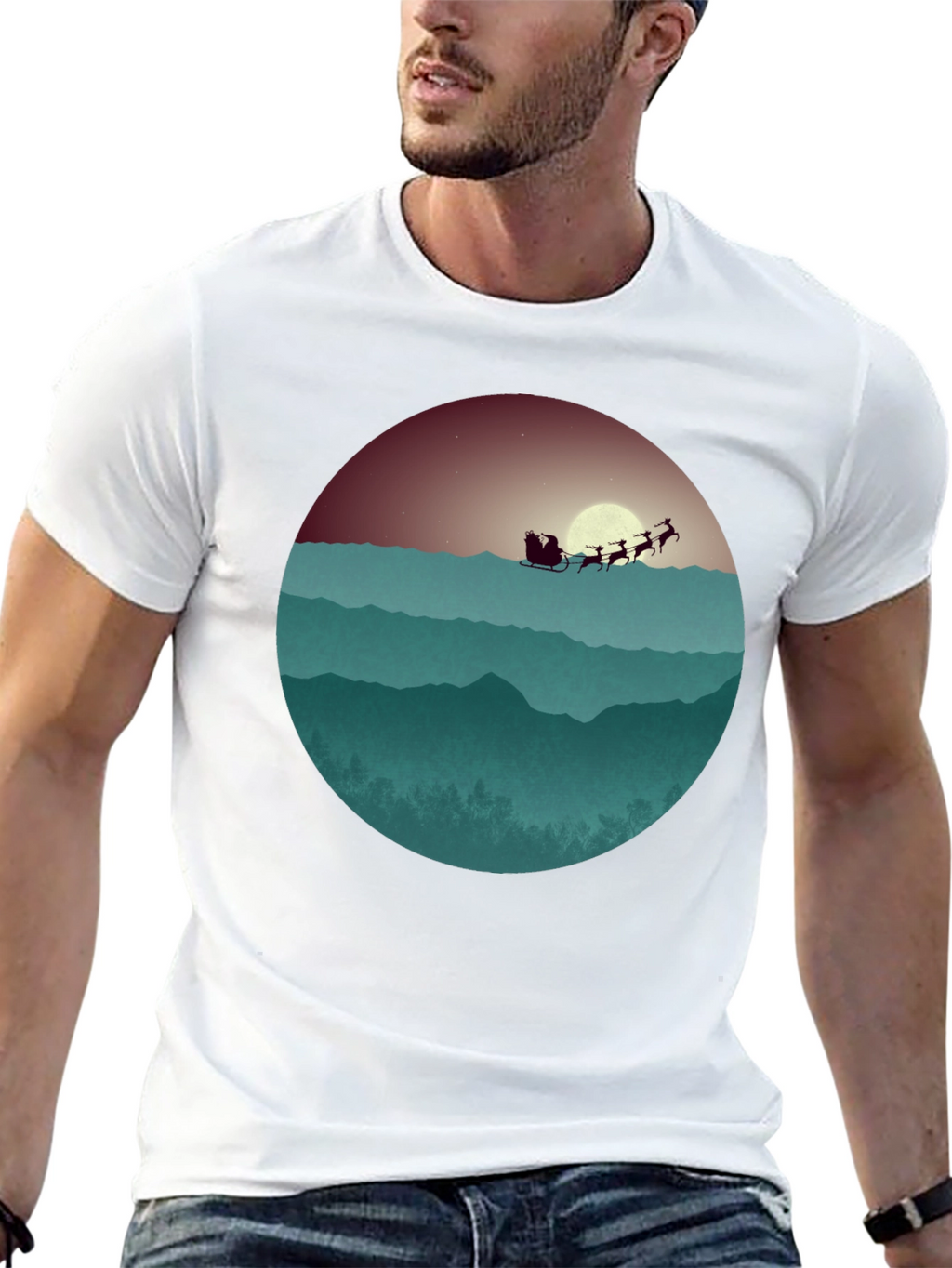 Santas Sleigh Graphic Tee - Holiday Style