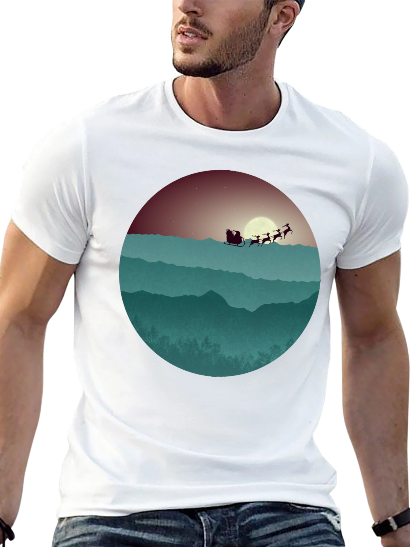 Santas Sleigh Graphic Tee - Holiday Style