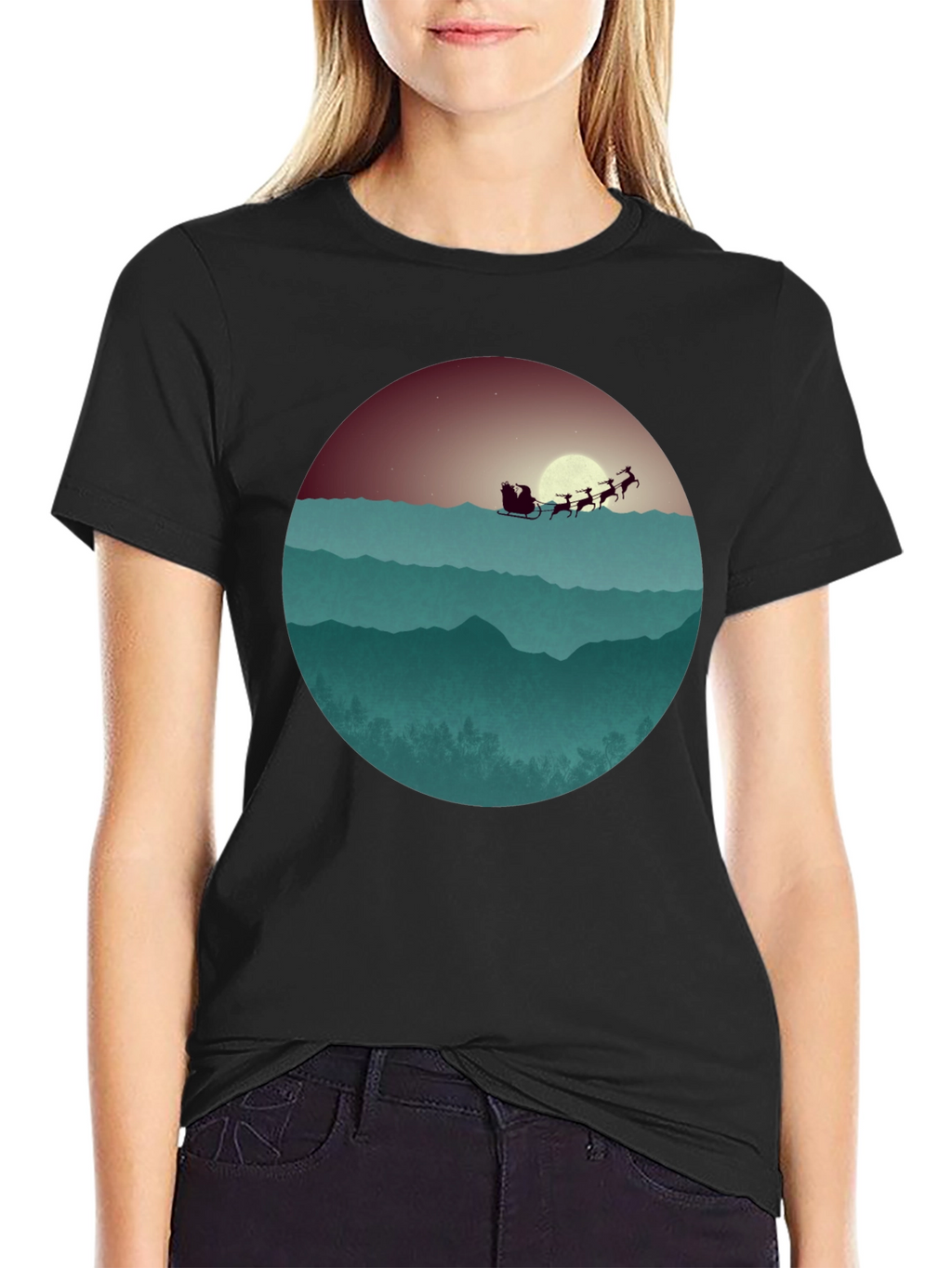 Santas Sleigh Graphic Tee - Holiday Style