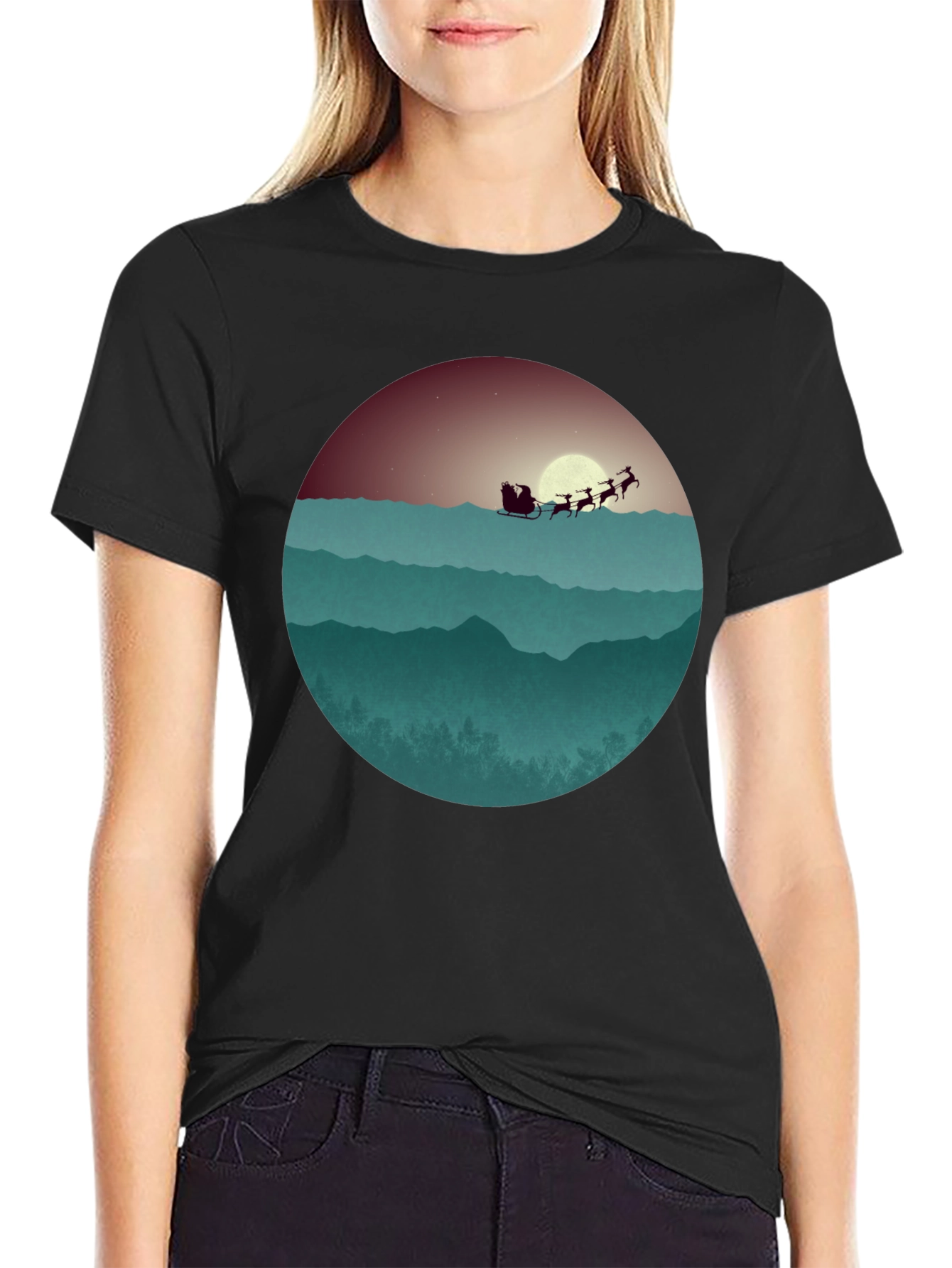 Santas Sleigh Graphic Tee - Holiday Style