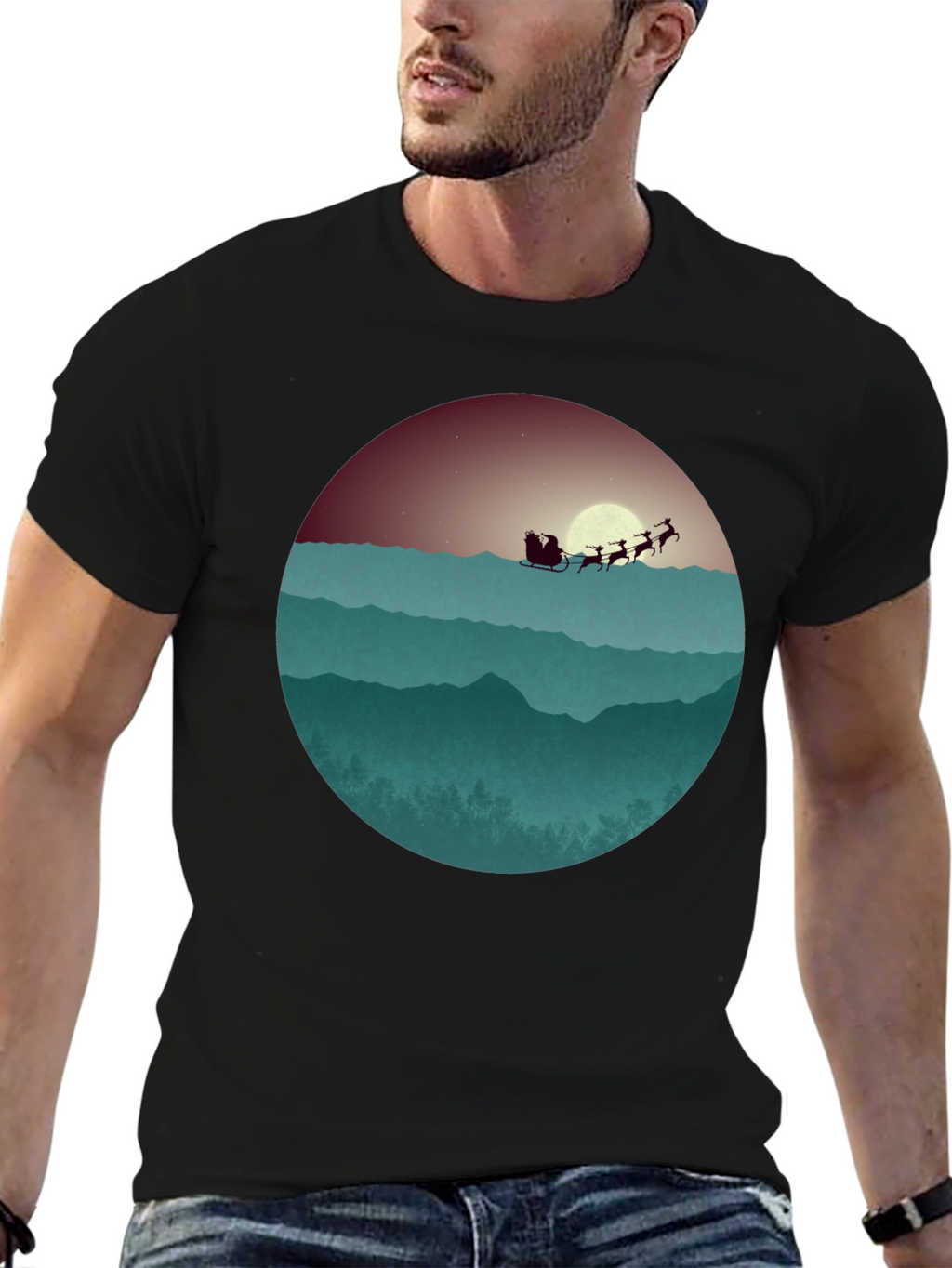 Santas Sleigh Graphic Tee - Holiday Style