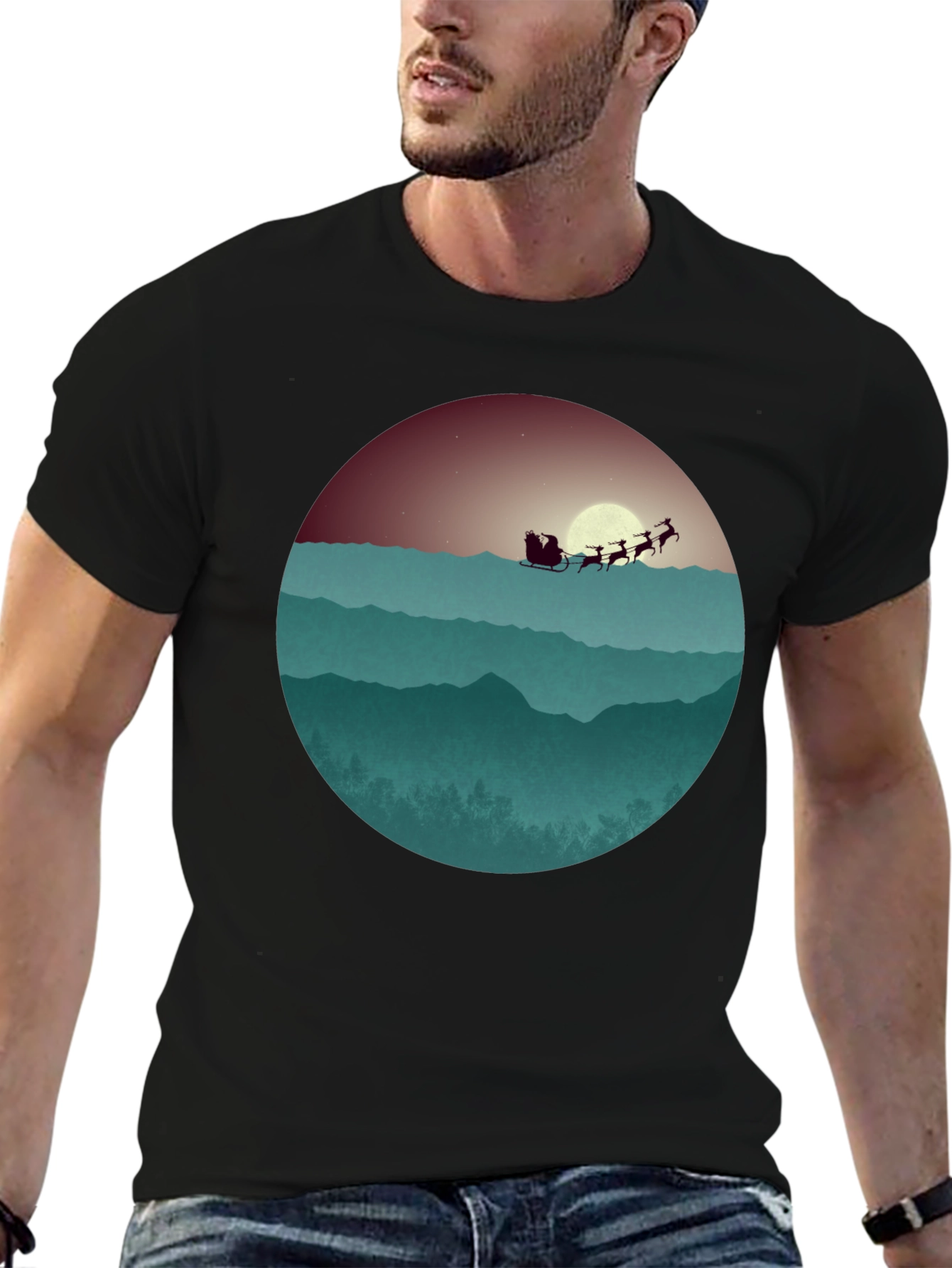 Santas Sleigh Graphic Tee - Holiday Style