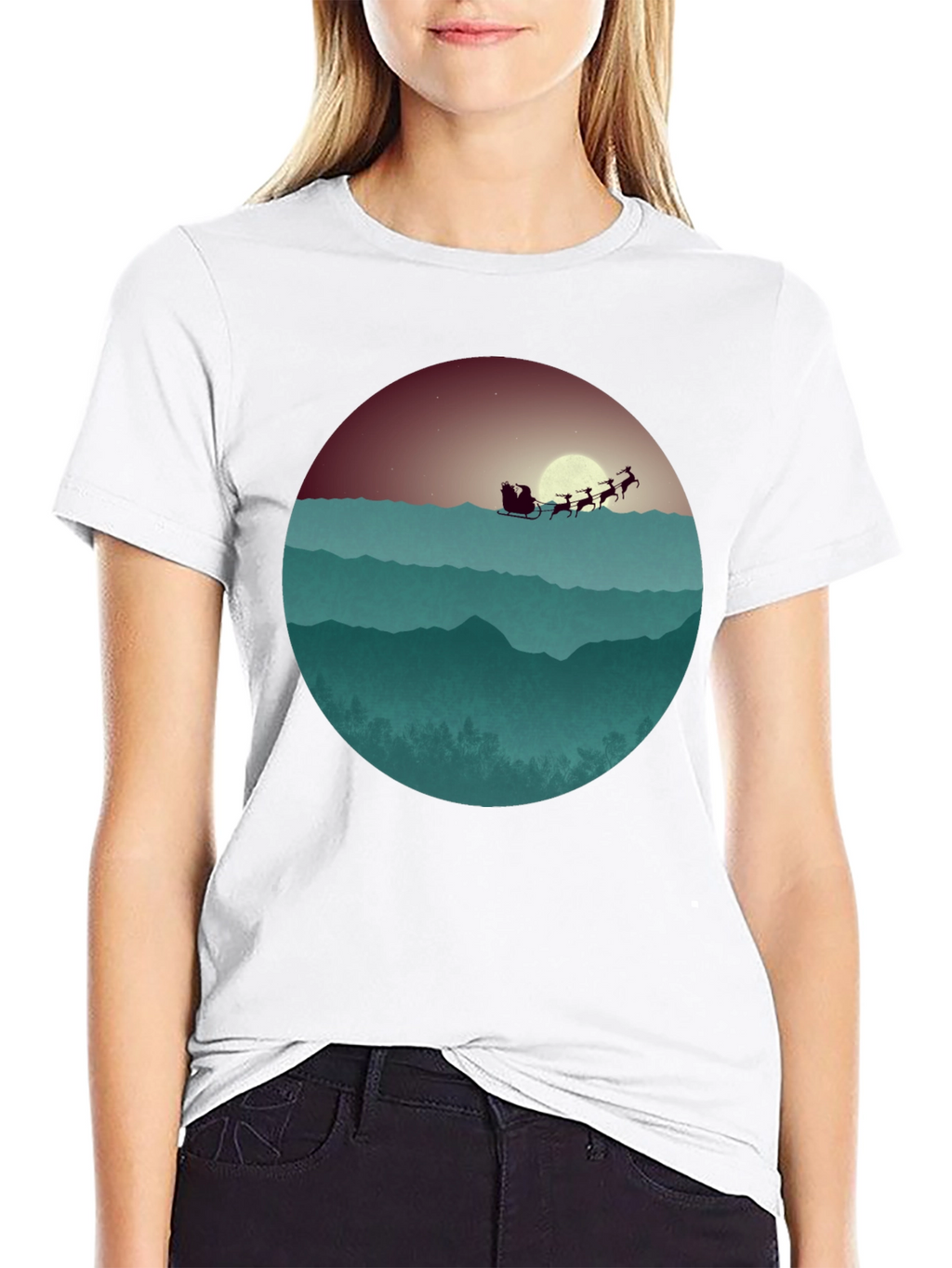 Santas Sleigh Graphic Tee - Holiday Style
