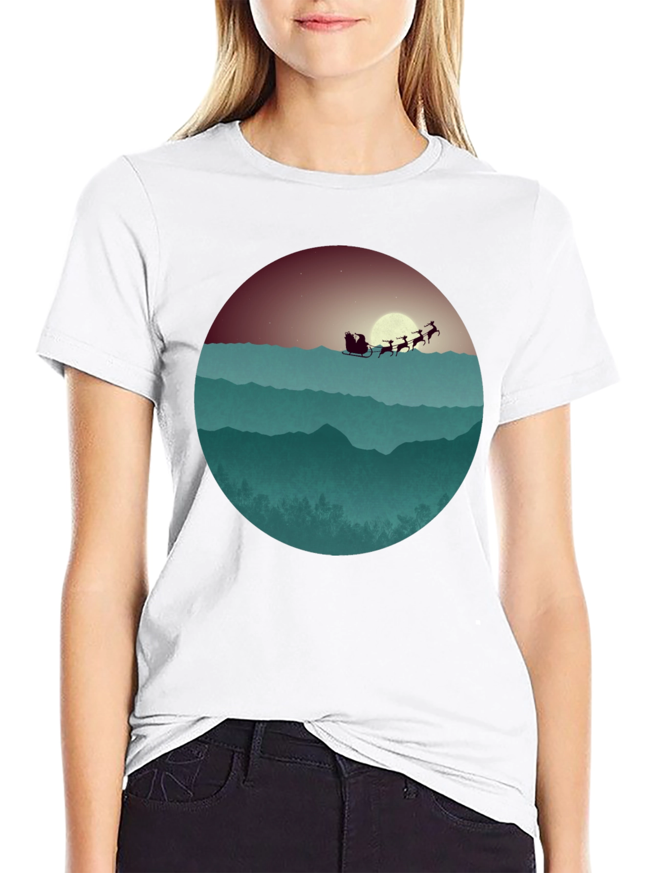 Santas Sleigh Graphic Tee - Holiday Style