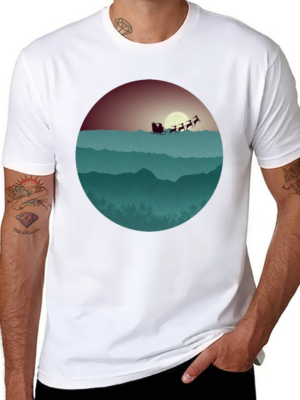Santas Sleigh Graphic Tee - Holiday Style