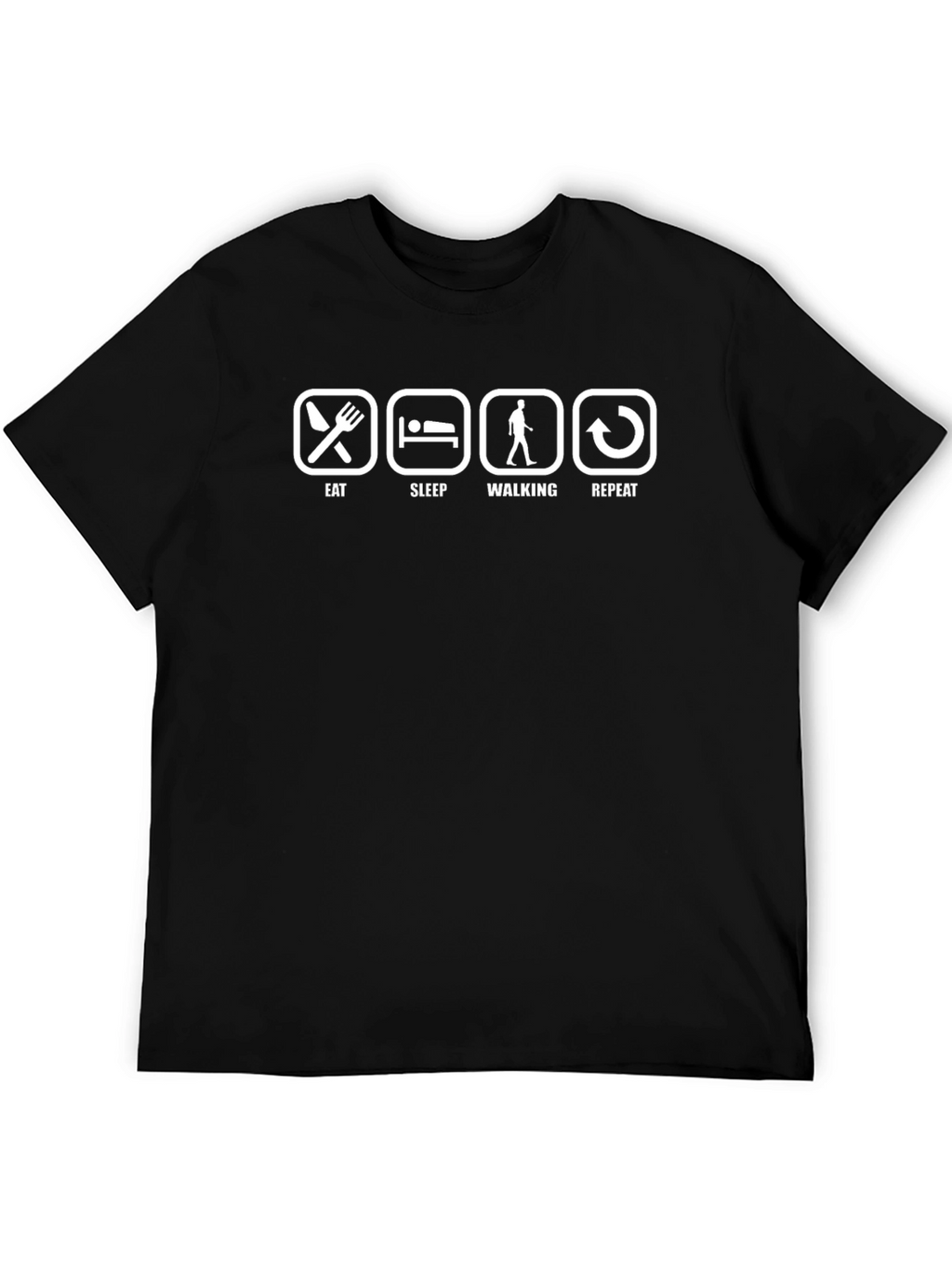 Eat Sleep Walking Repeat Black T-Shirt