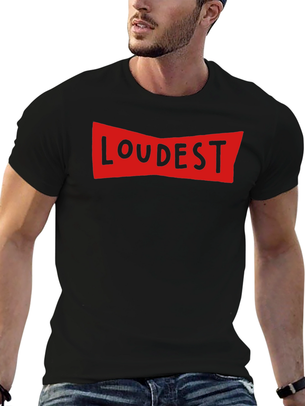 LOUDEST Graphic Print Crew Neck T-Shirt
