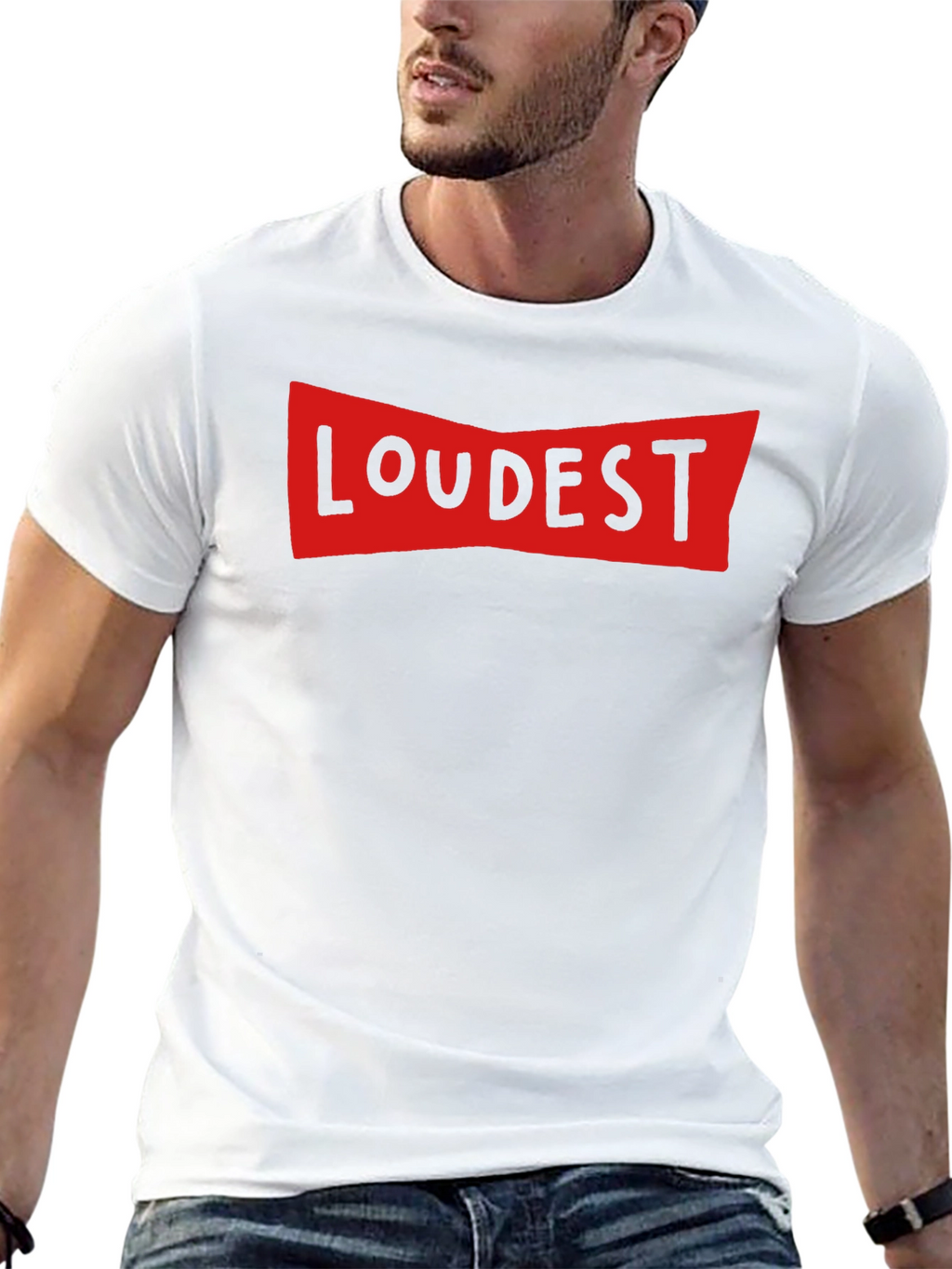 LOUDEST Graphic Print Crew Neck T-Shirt