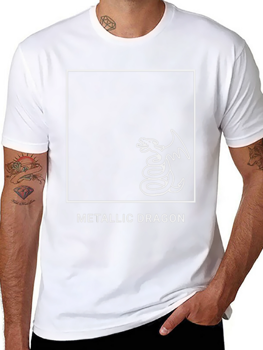 Metallic Dragon Graphic Tee - Black