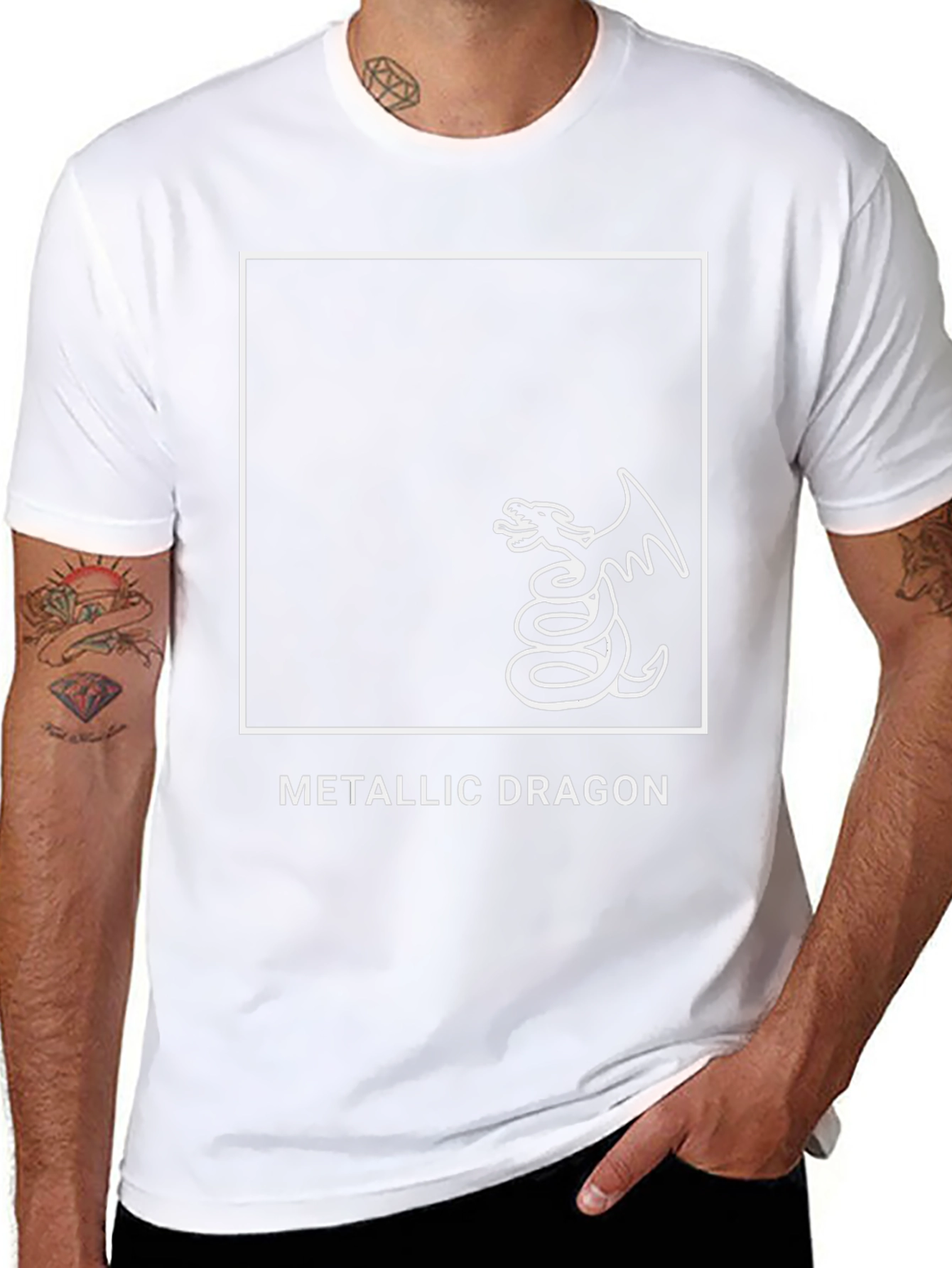 Metallic Dragon Graphic Tee - Black