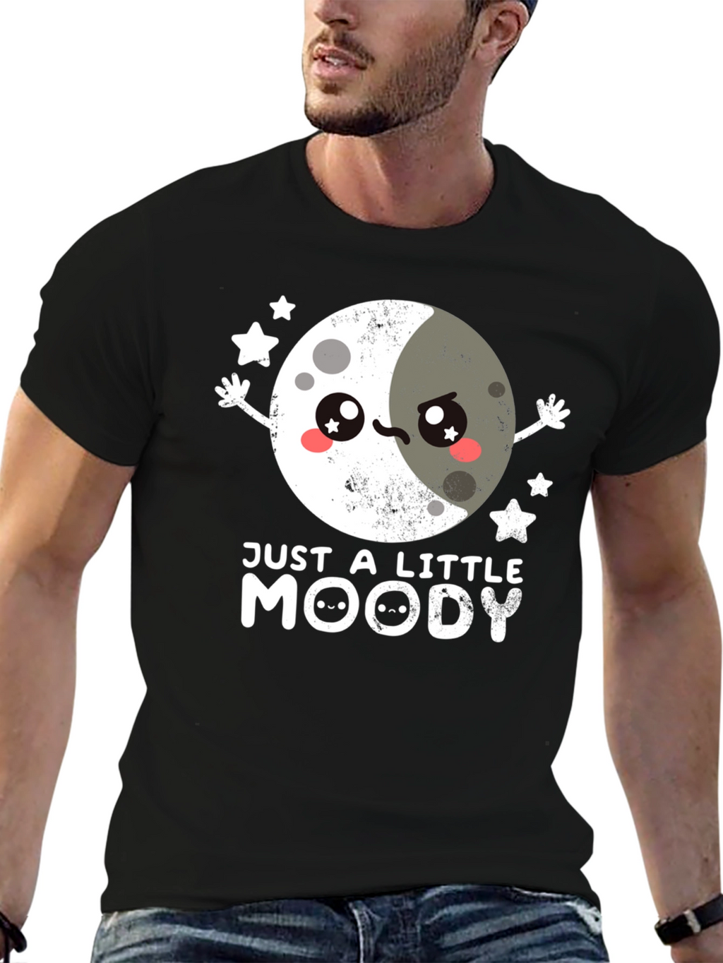 Just A Little Moody T-Shirt Cute Kawaii Moon