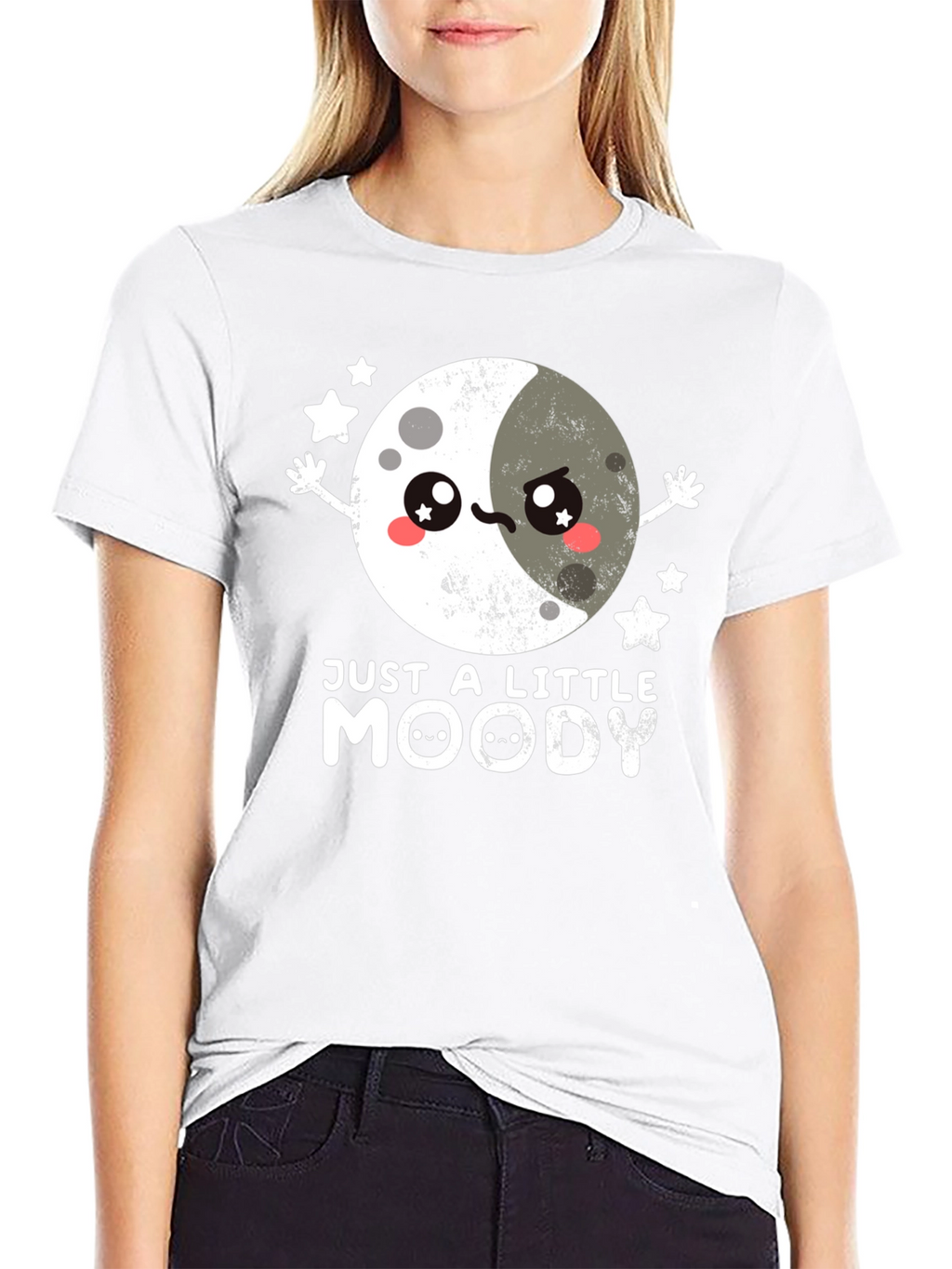 Just A Little Moody T-Shirt Cute Kawaii Moon
