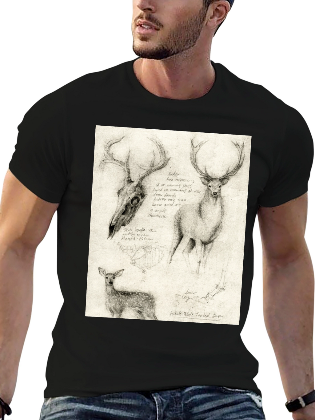 Deer Sketch T-Shirt | Wildlife Illustration Tee