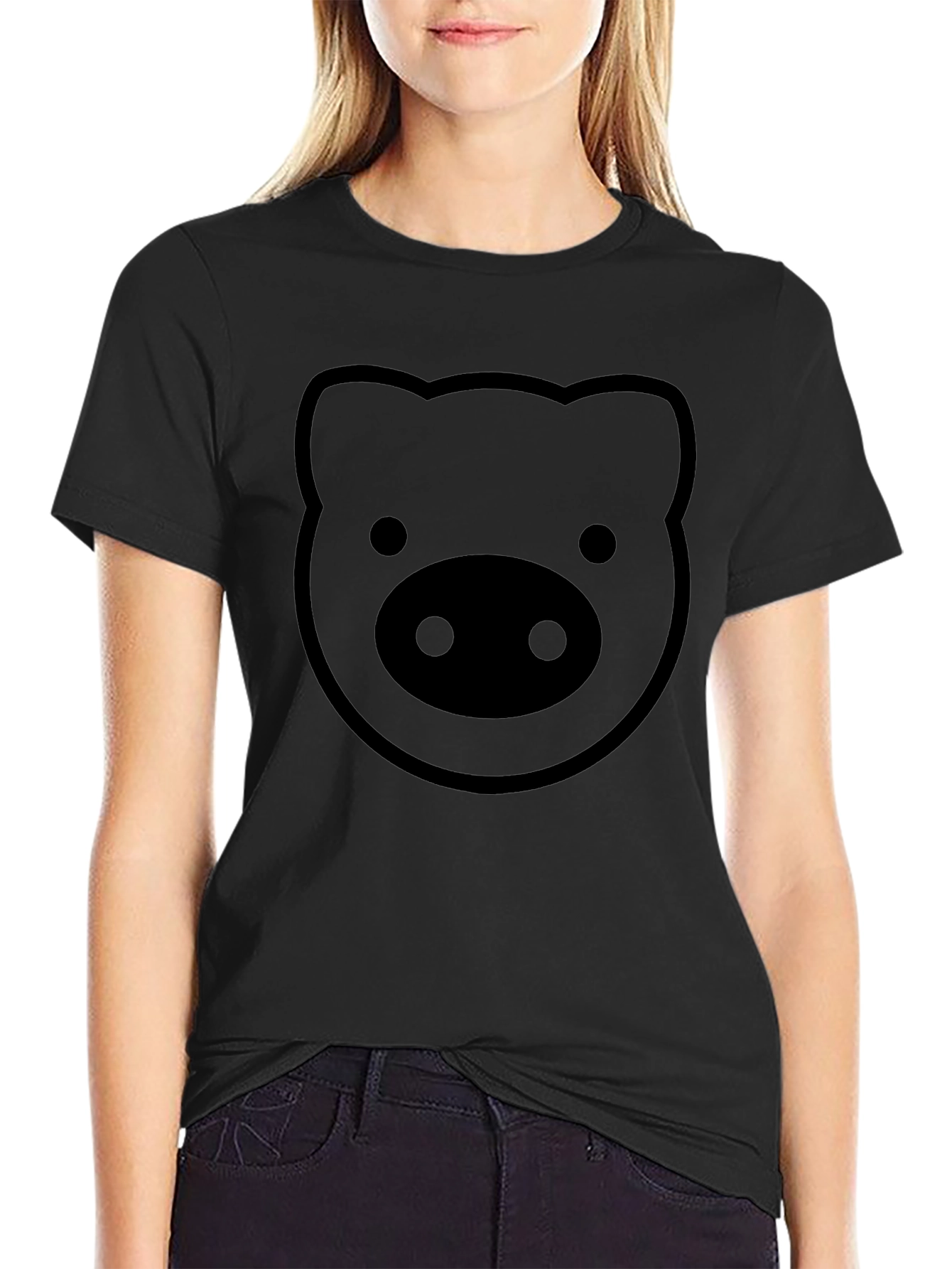 Pig Face Graphic T-Shirt - Black