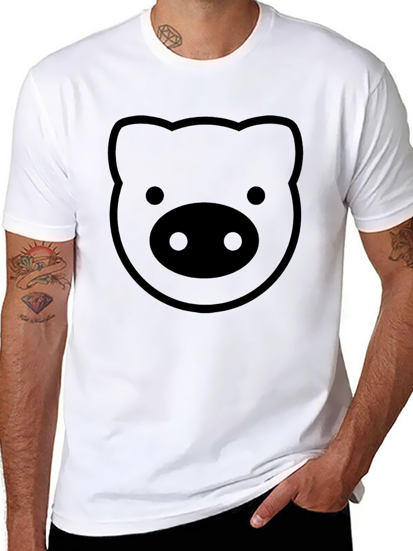 Pig Face Graphic T-Shirt - Black