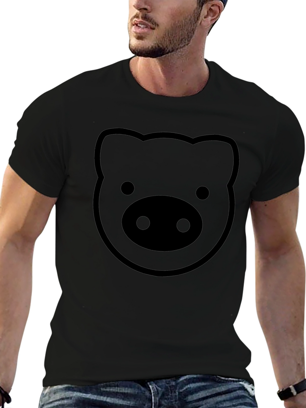Pig Face Graphic T-Shirt - Black