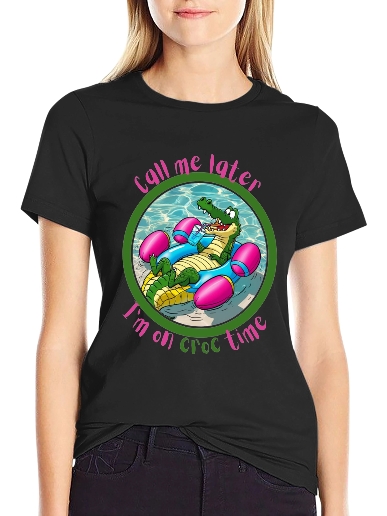 Cool Crocodile Graphic Tee - Call Me Later On Croc Time!