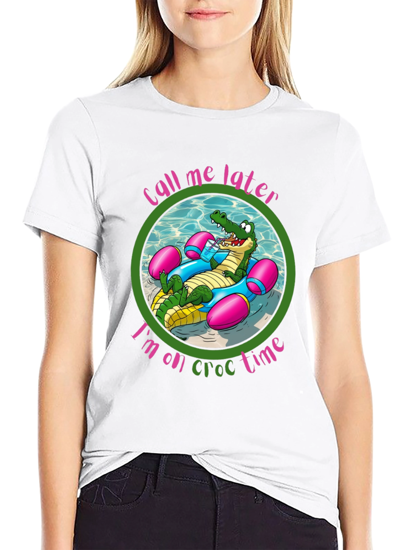 Cool Crocodile Graphic Tee - Call Me Later On Croc Time!
