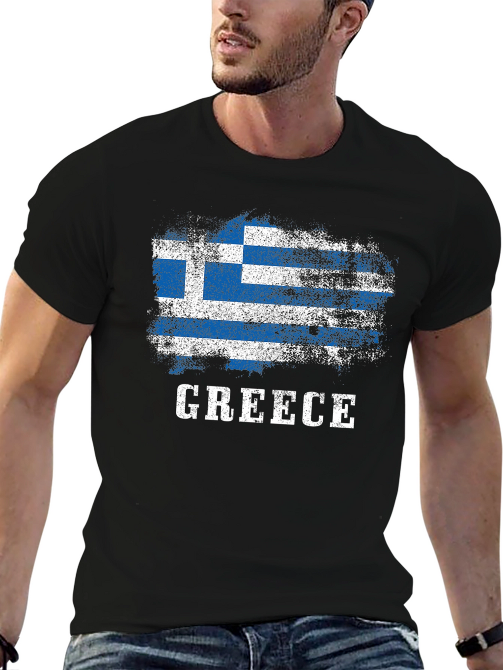 Greece Flag Distressed T-Shirt