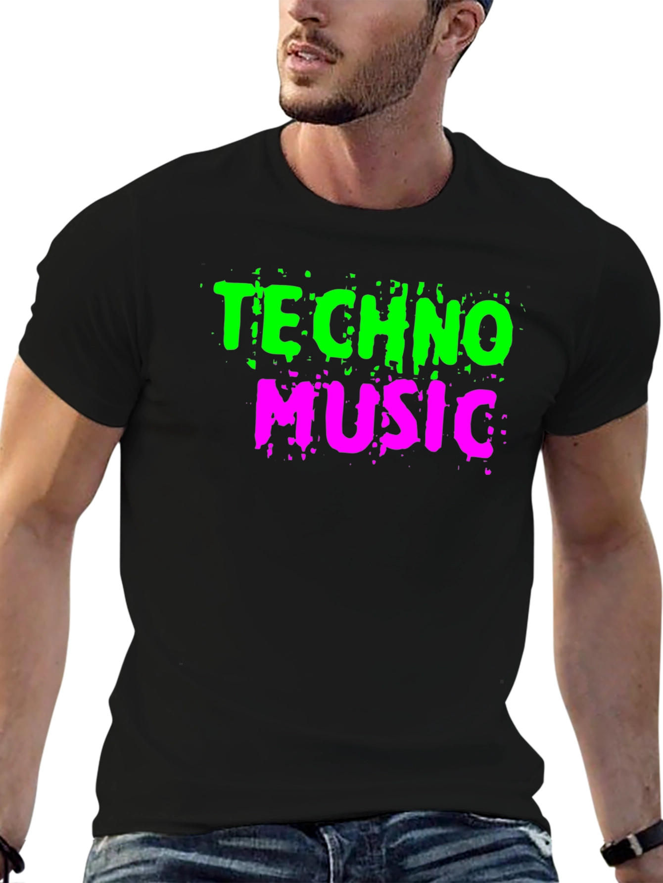 Techno Music Graphic Tee - Black Cotton T-Shirt