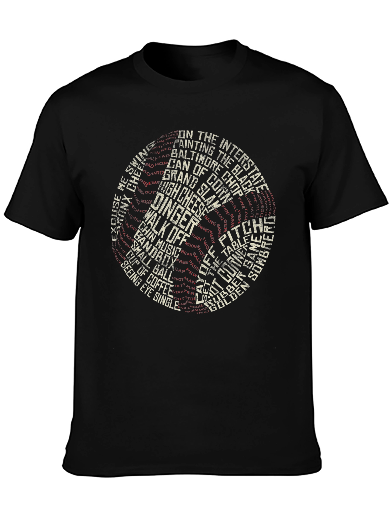 Baseball Terminology T-Shirt - Black Cotton Tee