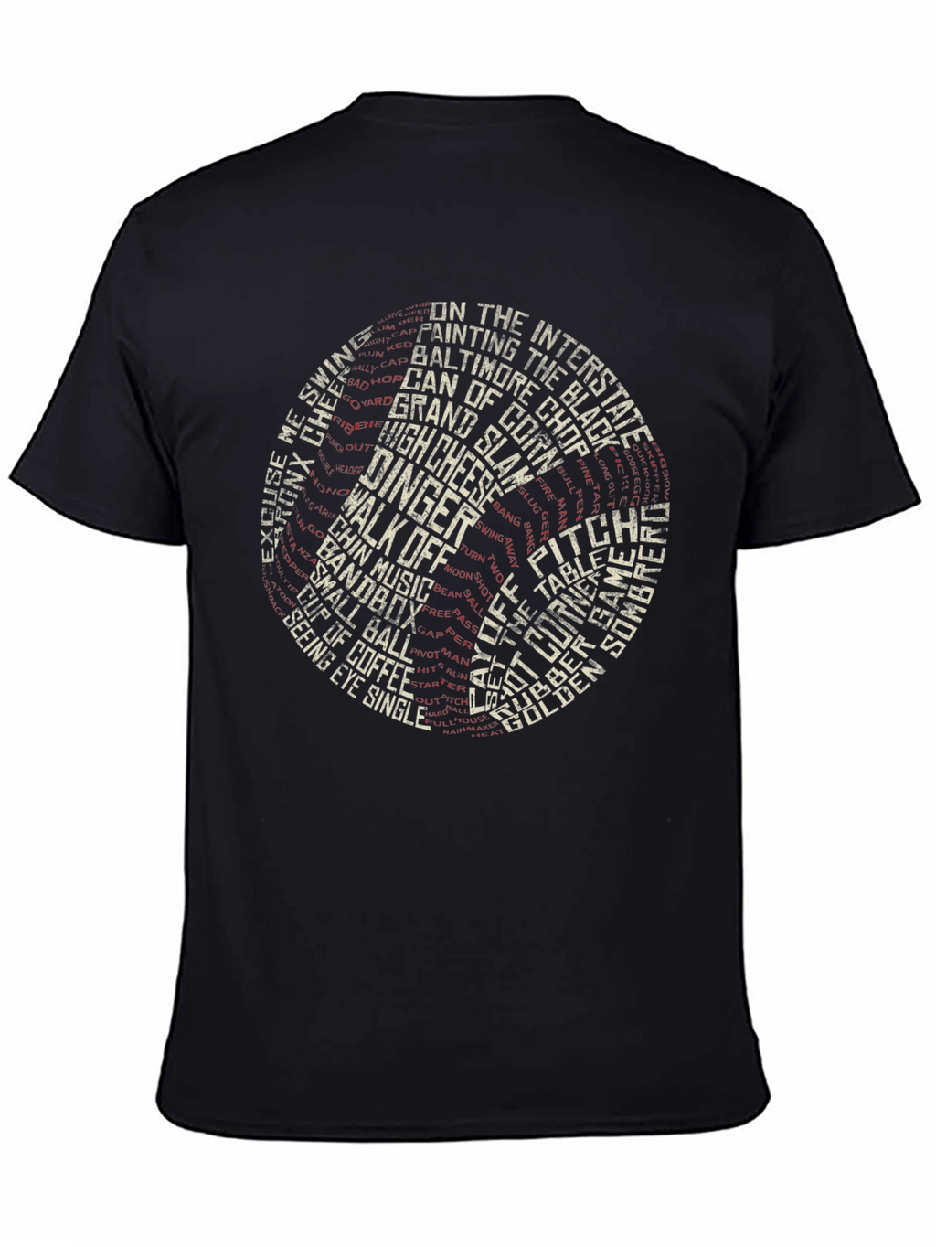 Baseball Terminology T-Shirt - Black Cotton Tee