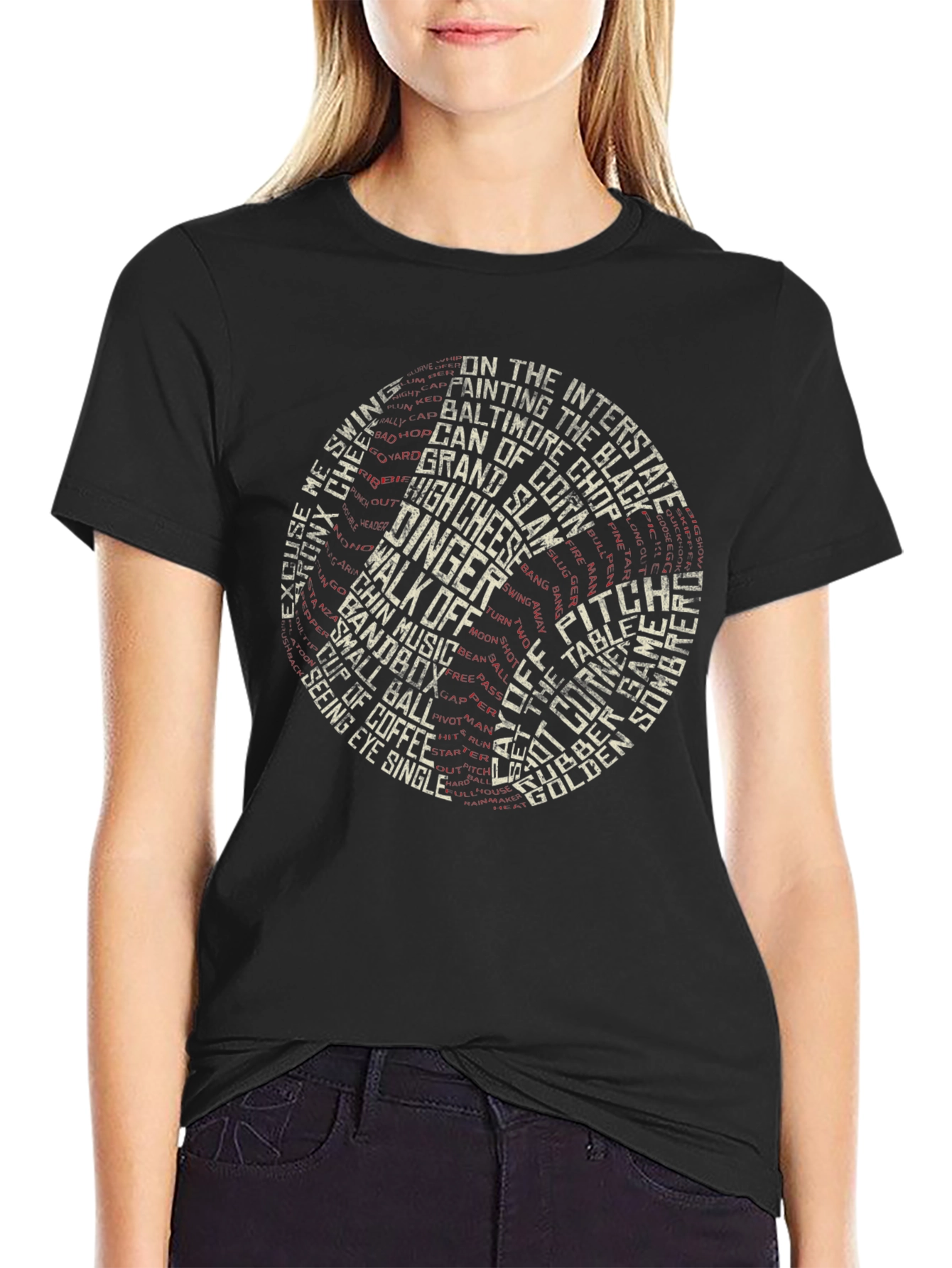 Baseball Terminology T-Shirt - Black Cotton Tee