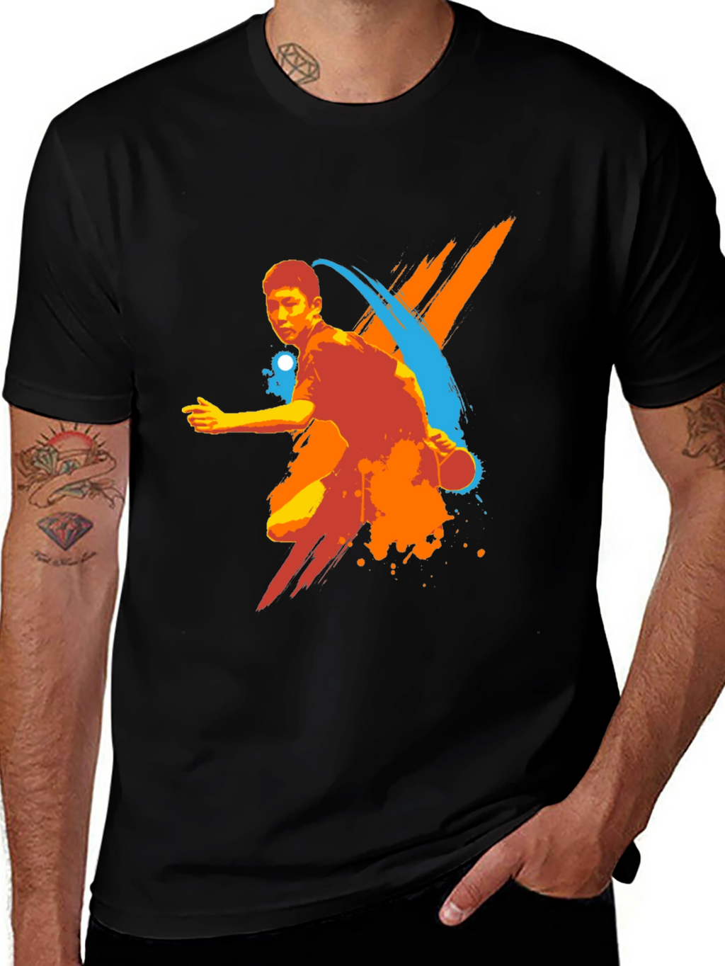 Mens Table Tennis Graphic Tee - Black