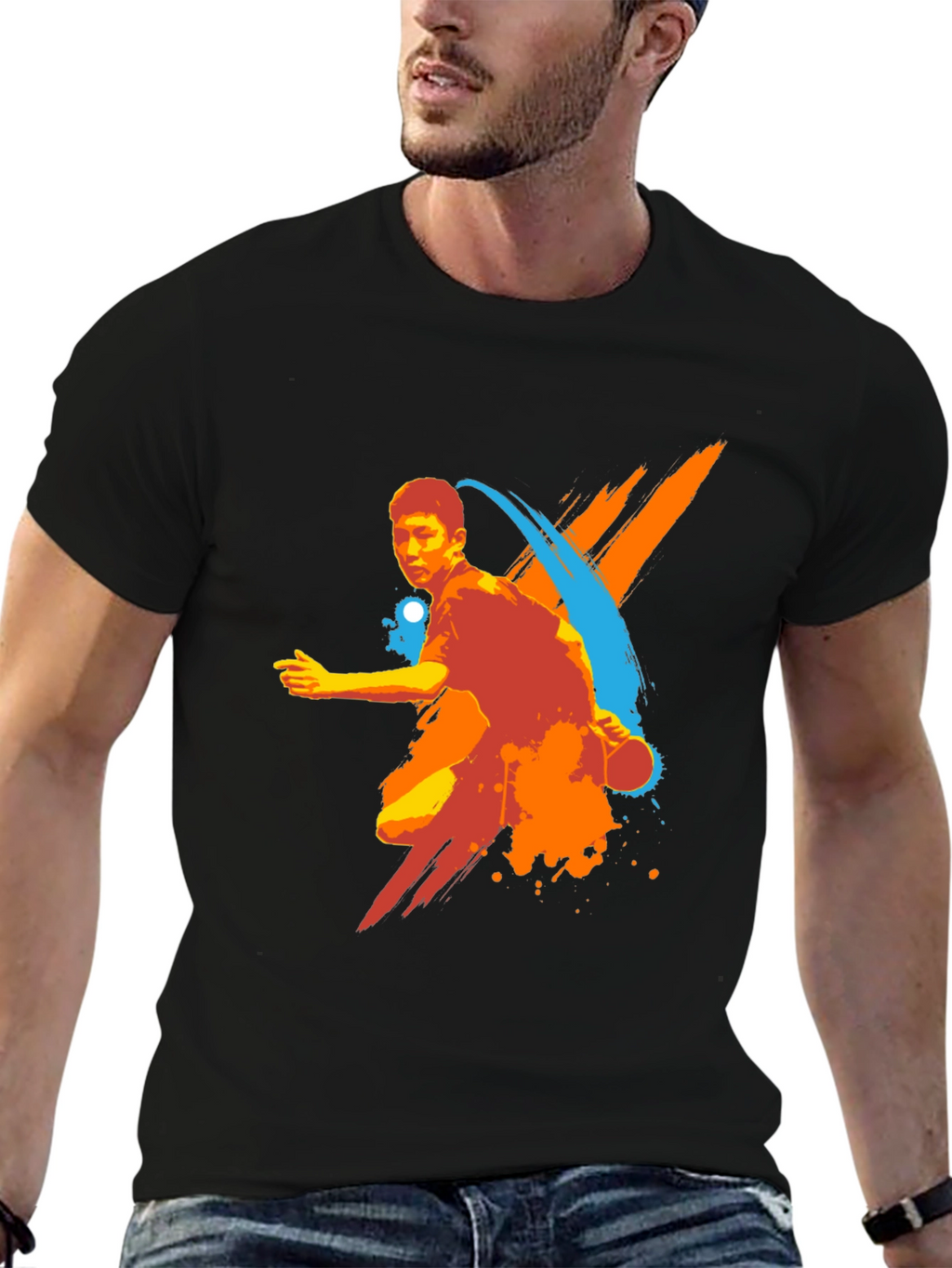 Mens Table Tennis Graphic Tee - Black