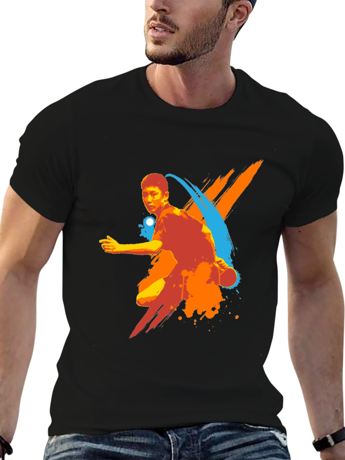 Mens Table Tennis Graphic Tee - Black